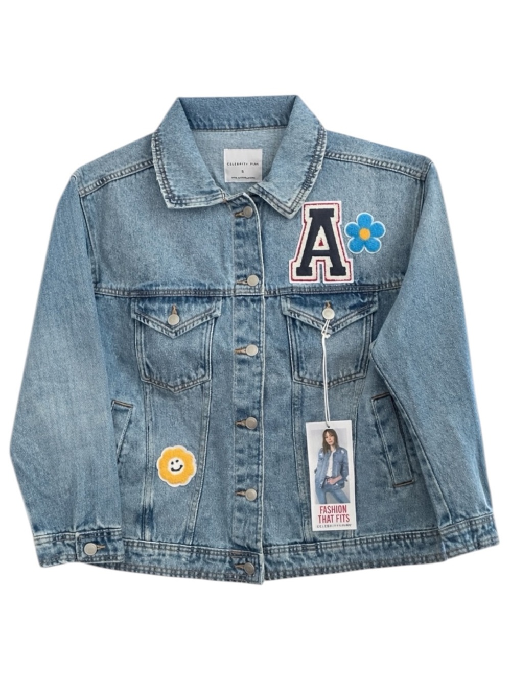 Celebrity Pink Y2K Denim Jacket Patches Varsity Smiley Small NWT - Picture 5 of 16